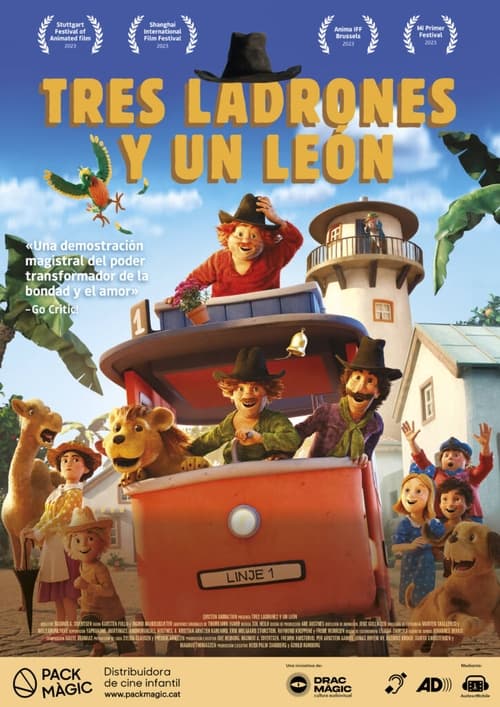 Cartel de la película Tres ladrones y un león