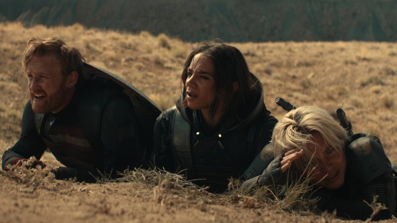 Wyatt Russell, Hannah John-Kamen, y Florence Pugh en Thunderbolts* (2025)